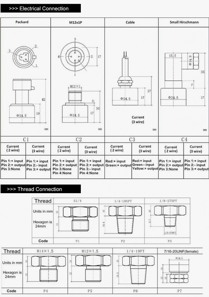 空気圧縮機HVACのための0-10V 4-20mA I2C圧力センサー