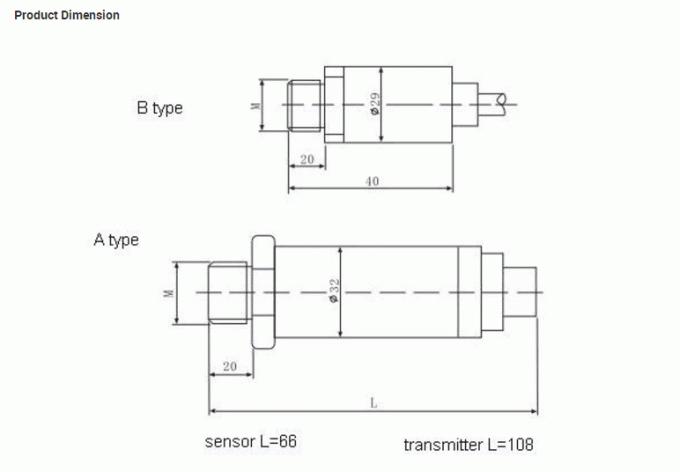 液体ガスの蒸気のためのIP65 /67 4-20mA 0.5-4.5V圧力センサー