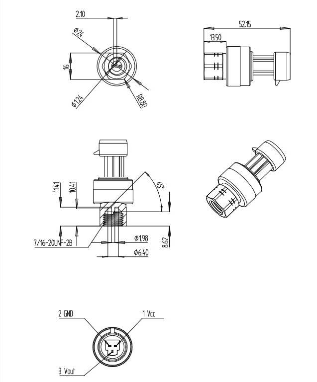 WNK HVAC 冷却圧力センサー 圧力トランスミッター 0.5-4.5v 0